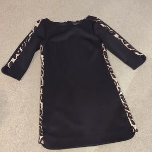 Vince Camuto Black and Brown Long Sleeve Dress